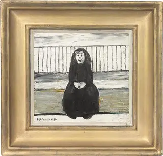Laurence Stephen Lowry - Seated woman / Girl by railings